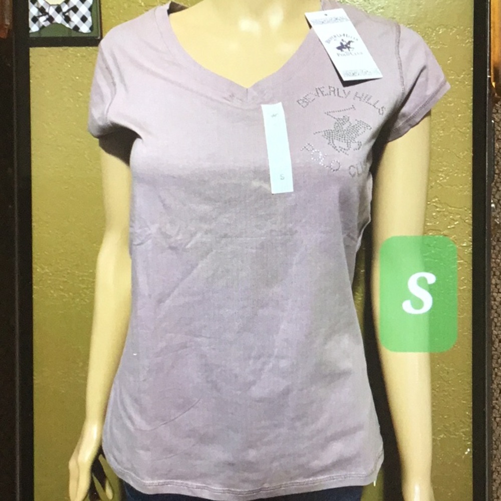 Beverly Hills Polo Club Women's Purple V-Neck Top